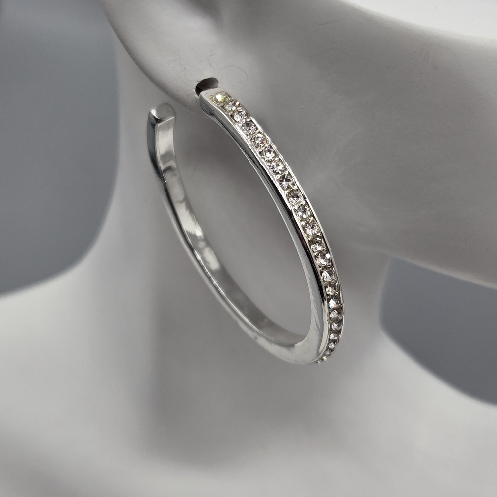 Swarovski Elements Hoop Earrings Silver Overlay L… - image 5